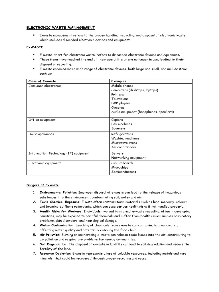 Electronic Waste Management | PDF
