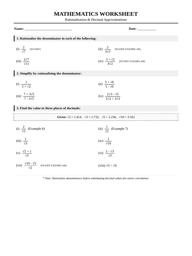 Math Worksheet NCERT v2 | PDF | Mathematics | Arithmetic
