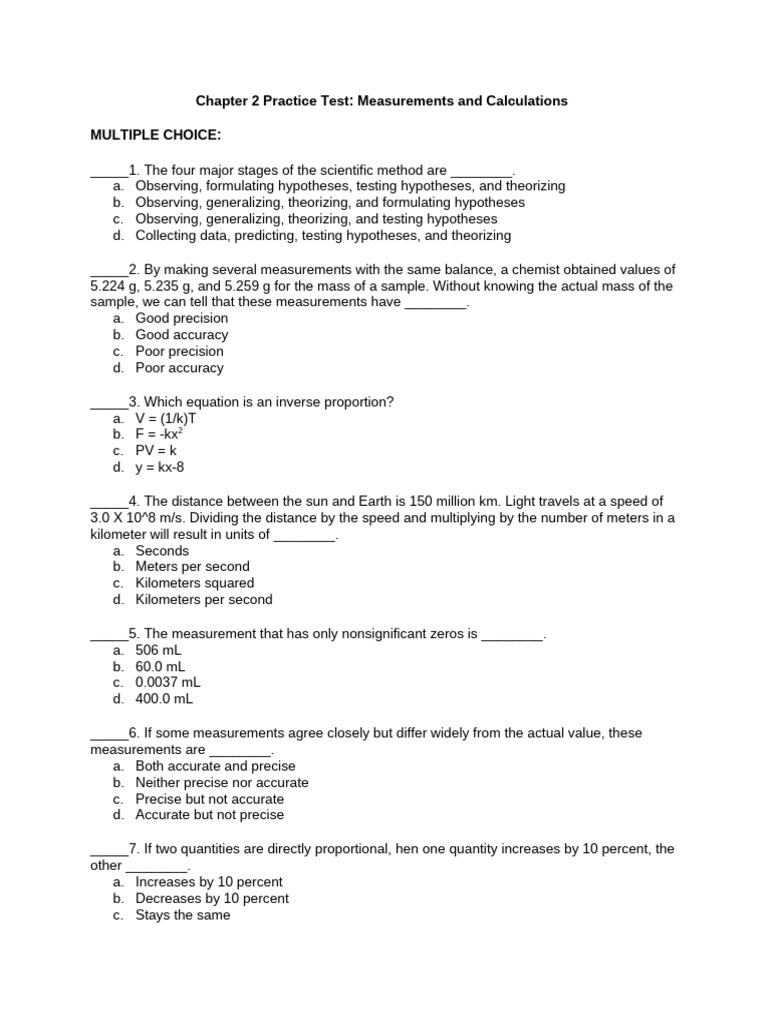 Chemistry Chapter 2 Practice Test | PDF