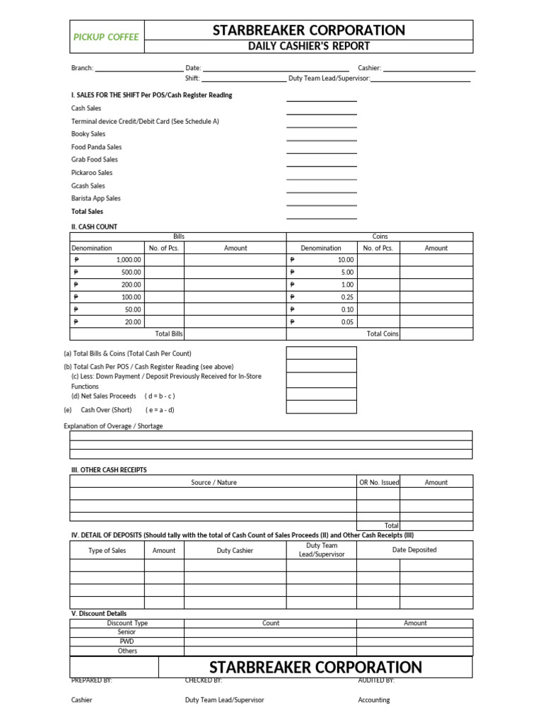Daily Cashier Report (62) (1) | PDF | Cash | Payments