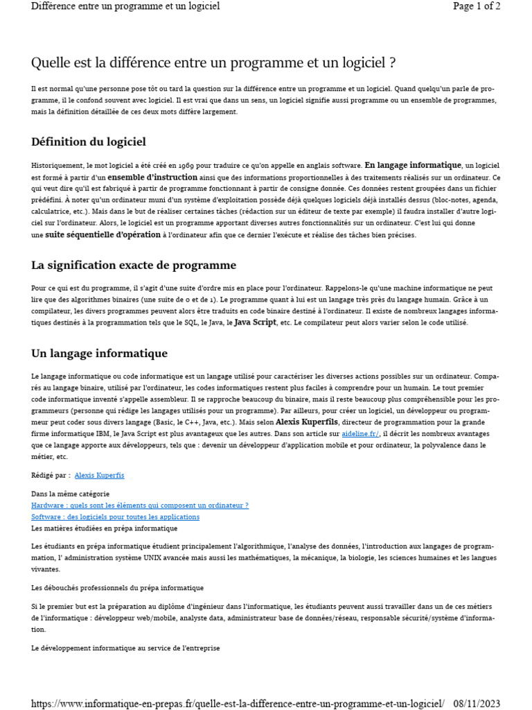 La Difference Entre Programme,Logiciel Et Application | PDF | Programme ...