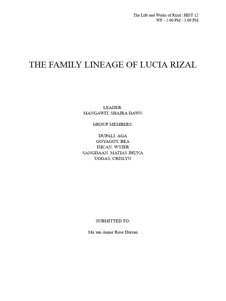 THE-FAMILY-LINEAGE-OF-LUCIA-RIZAL | PDF | Philippines