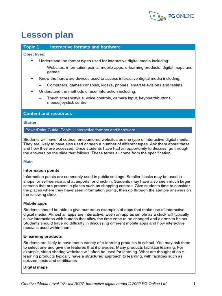 Lesson Plan 1 | PDF | Mobile App | Computer Keyboard