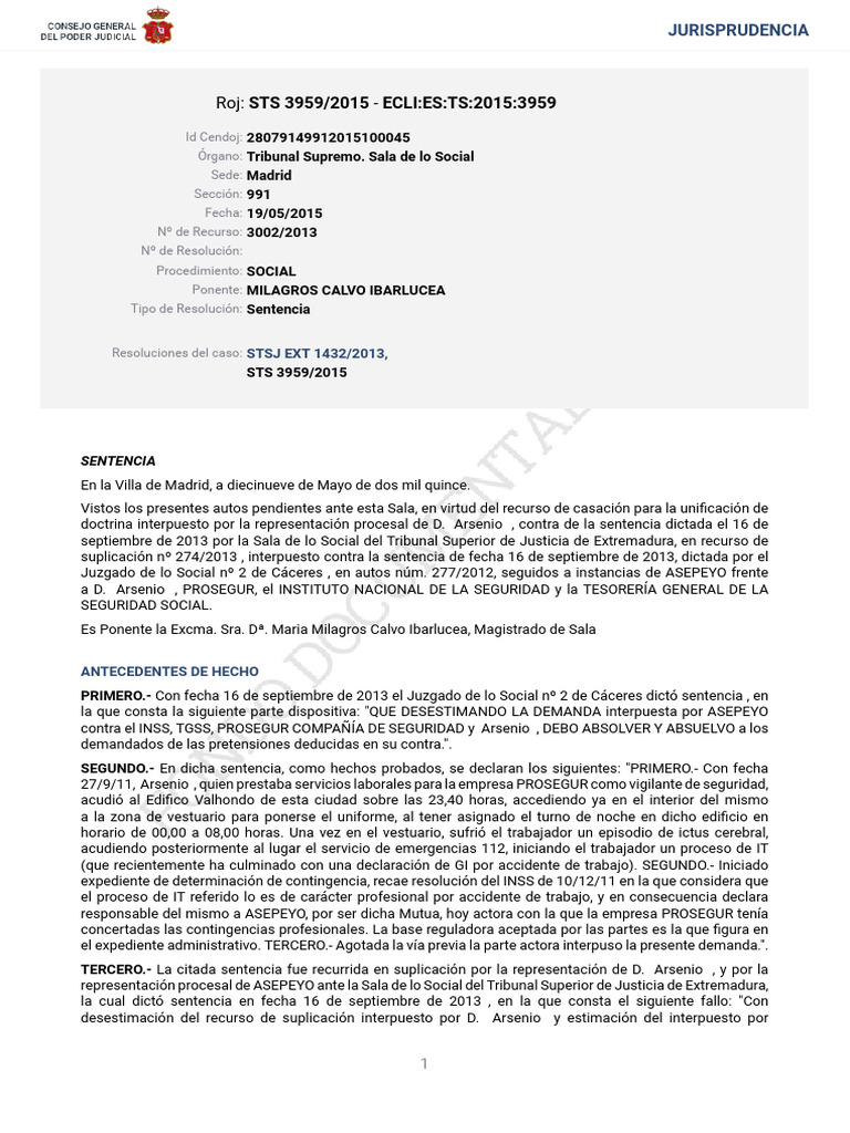 STS_3959_2015 | PDF | Sentencia (ley) | Caso de ley