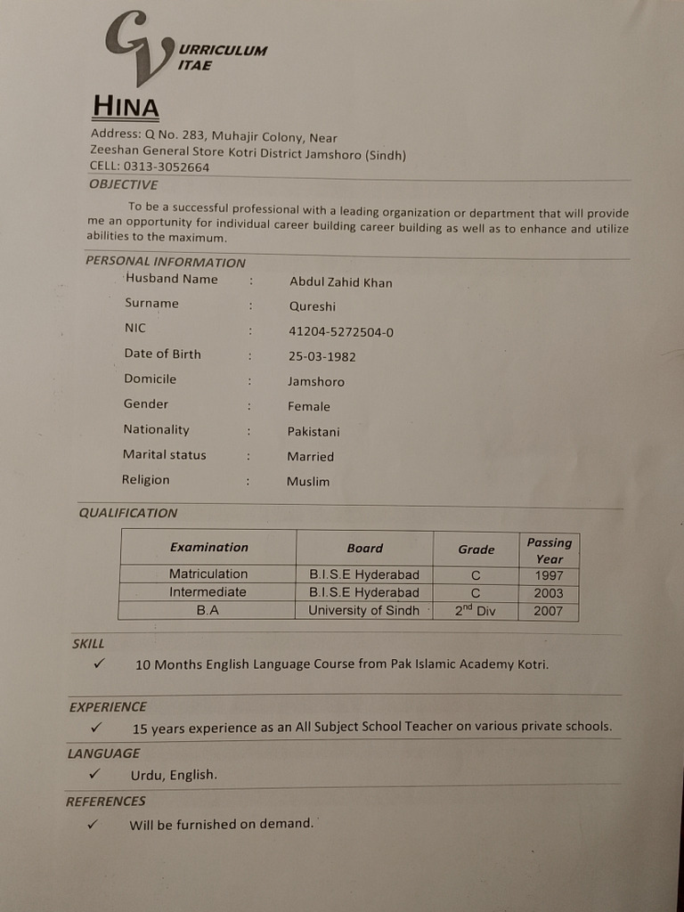 hina cv | PDF