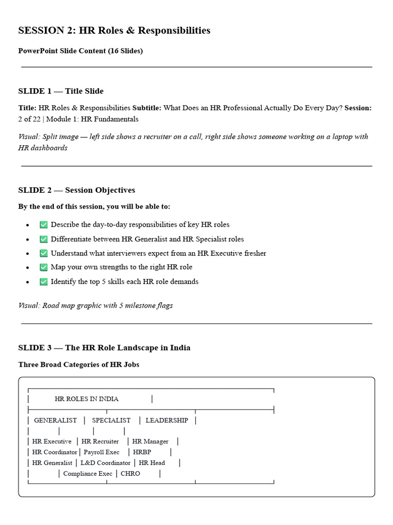 Session 2 PPT — HR Roles & Responsibilities | PDF | Recruitment | Payroll