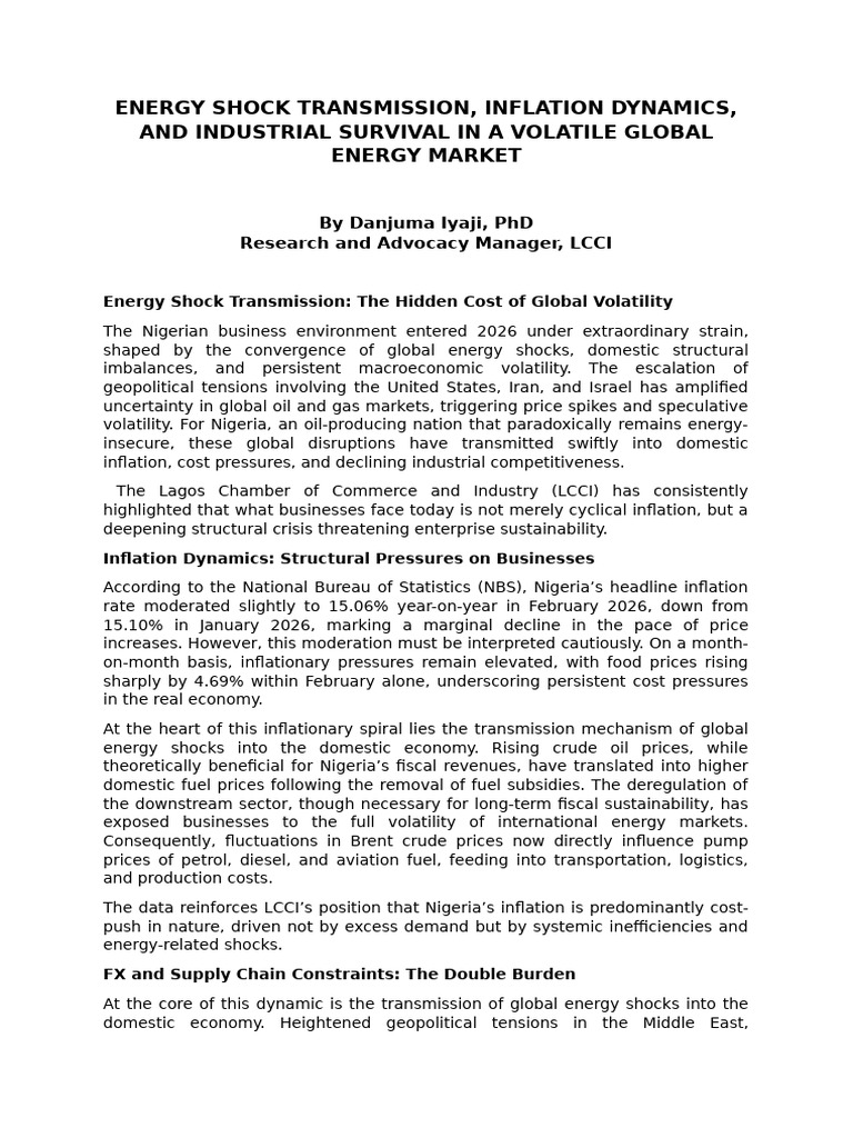 ARTICLE ON ENERGY SHOCK TRANSMISSION | PDF | Inflation | Price Of Oil