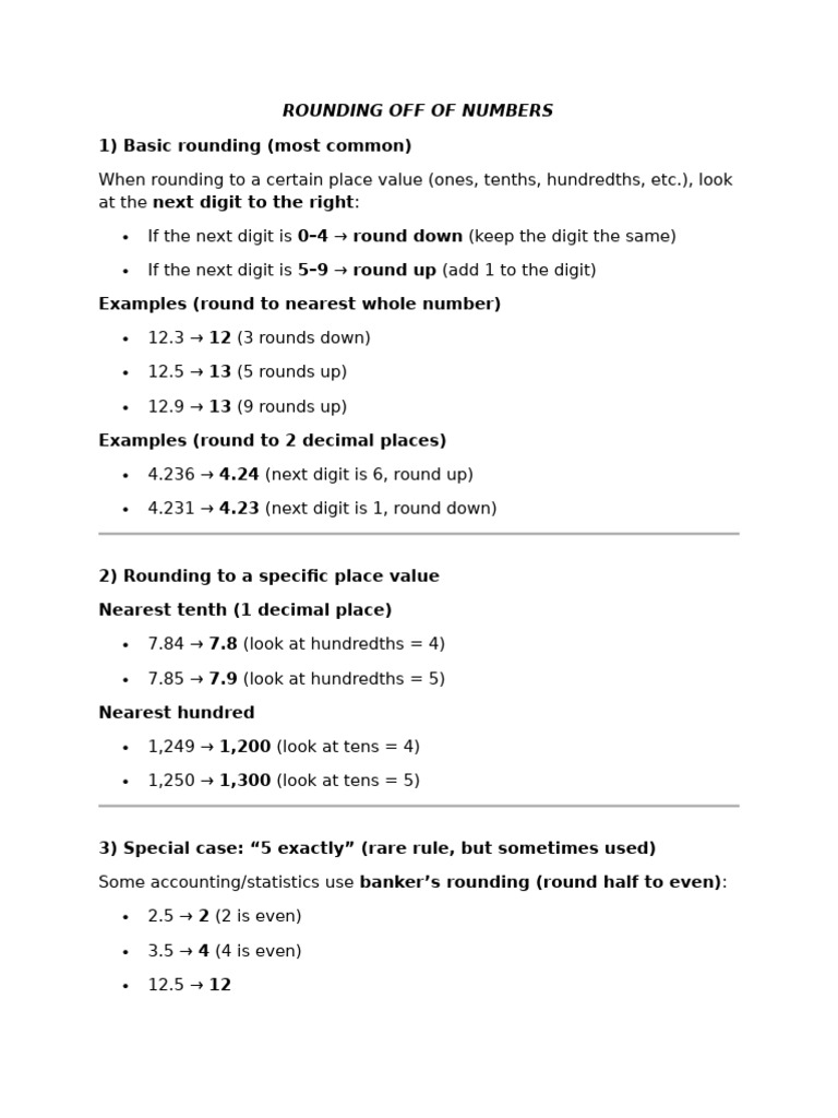 Rounding Off of Numbers | PDF | Rounding | Discrete Mathematics