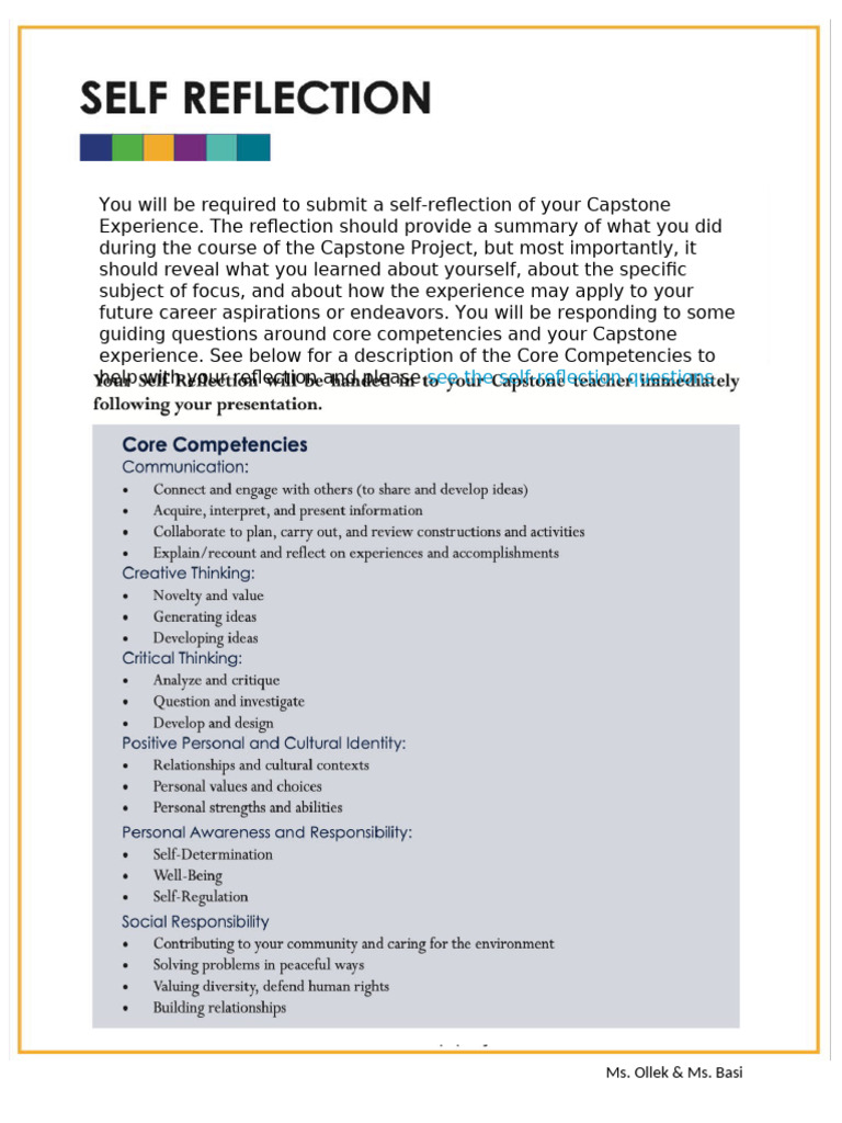 Capstone Reflection Sheet | PDF