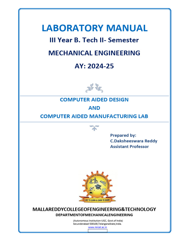 Cad Cam Lab Manual | PDF | Engineering | Science