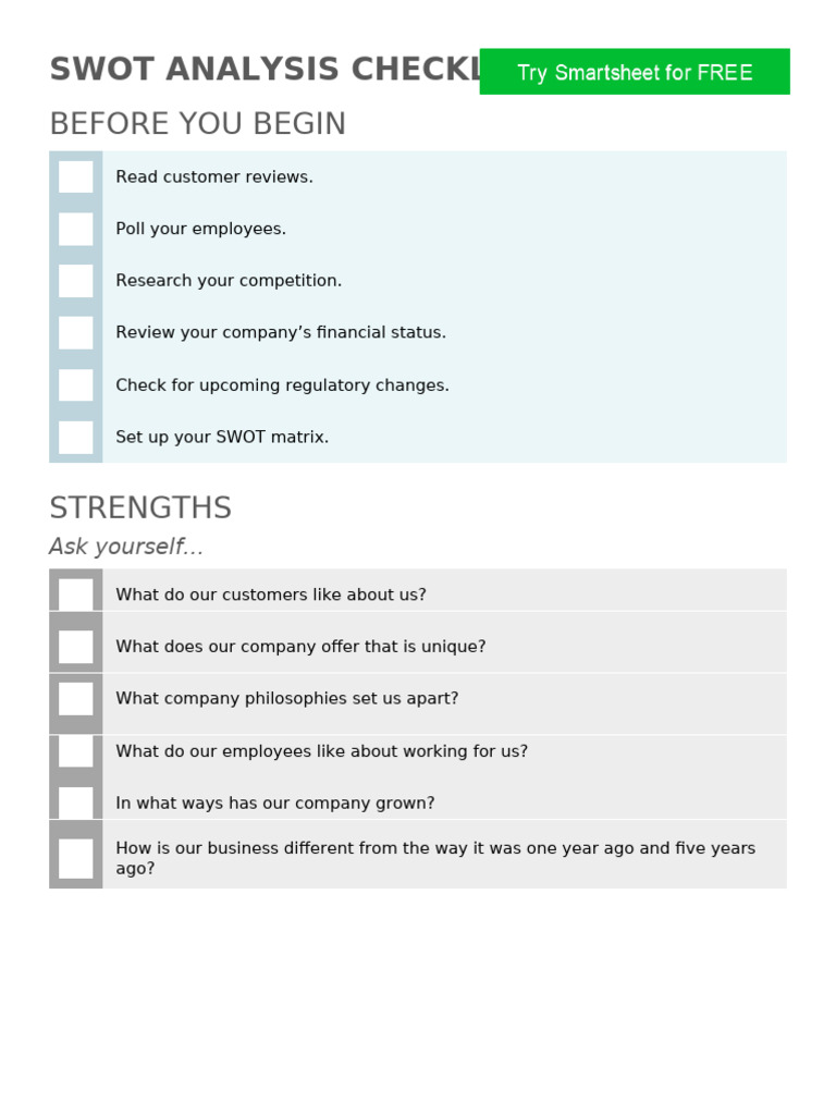 IC SWOT Analysis Checklist 11731 WORD | PDF