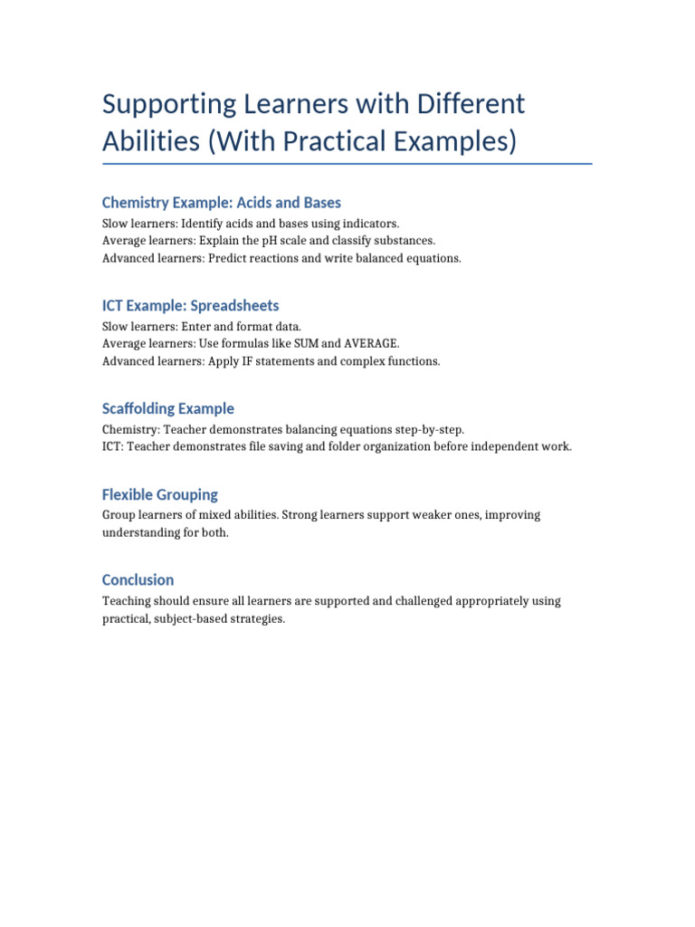 Supporting Learners Enhanced | PDF
