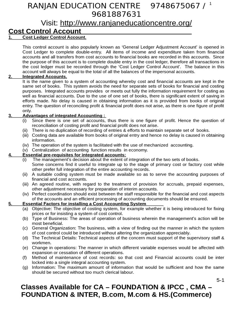 4_Cost Control Accounts | PDF | Expense | Income Statement