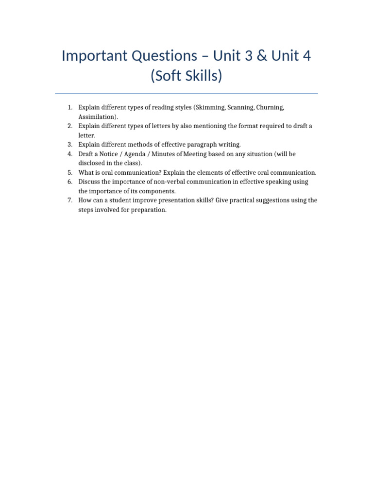 Unit 3 4 Important Questions | PDF