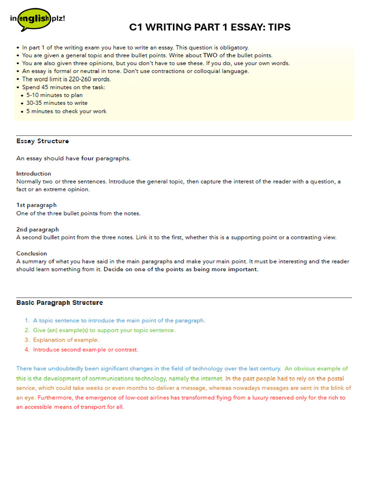 c1 Essay Tips and Useful Language | PDF