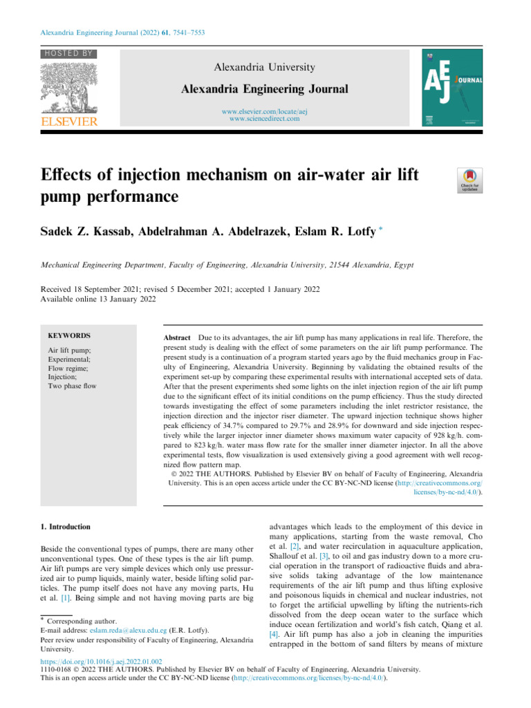 Effects of Injection Mechanism on Air-water Air Lift Pump Performance ...