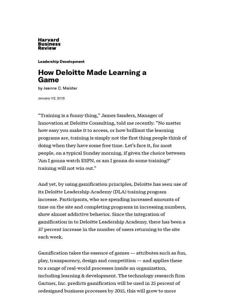 How Deloitte Made Learning a Game | PDF | Educational Technology | Learning