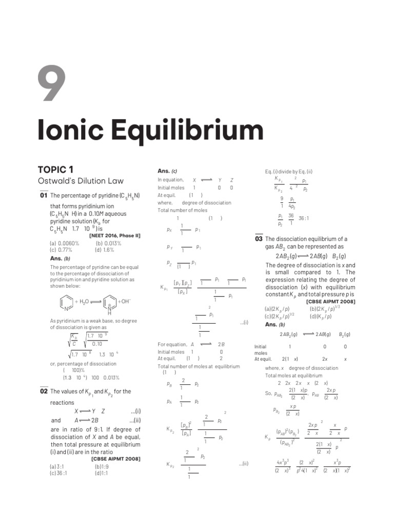 Ionic Equilibrium | PDF | Acid | Acetate