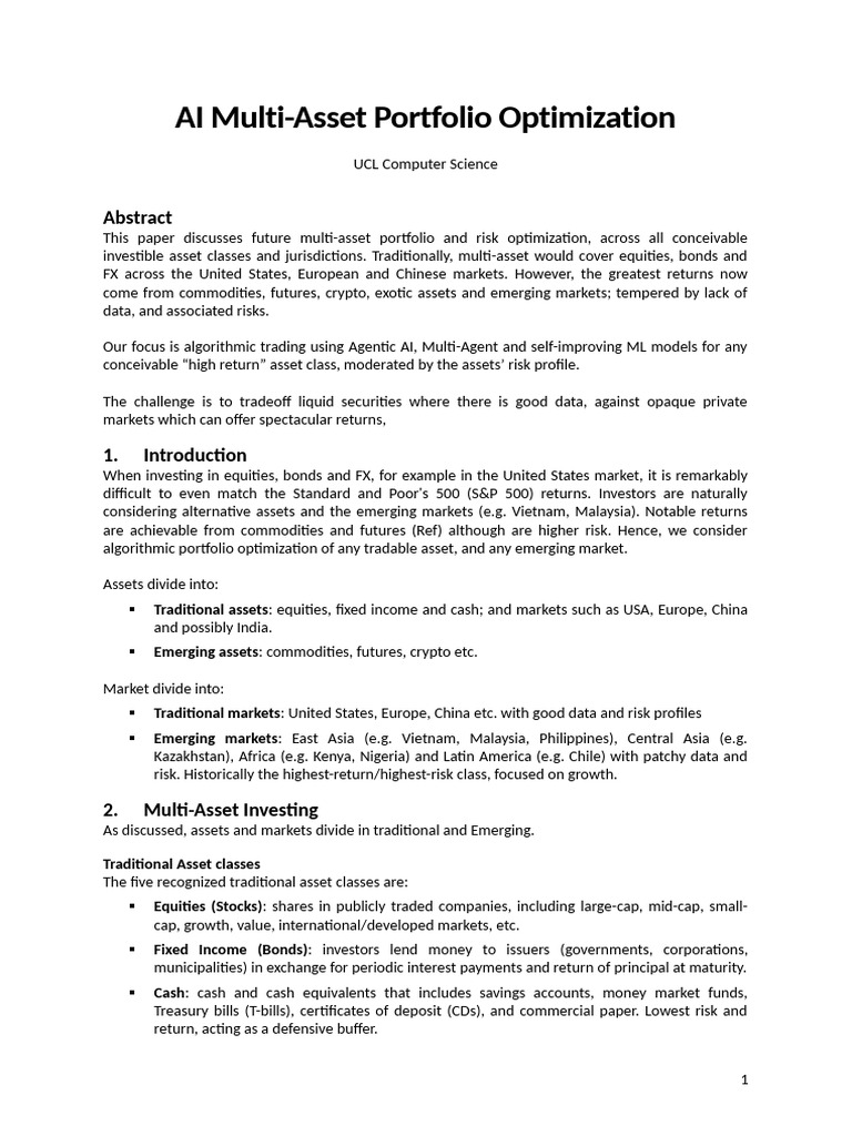 AI Multi-Asset Portfolio Optimization | PDF | Machine Learning ...