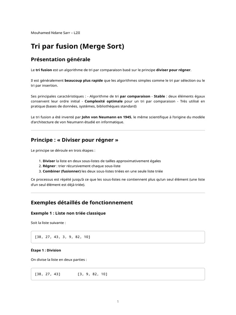 Tri Par Fusion | PDF | Informatique | Informatique