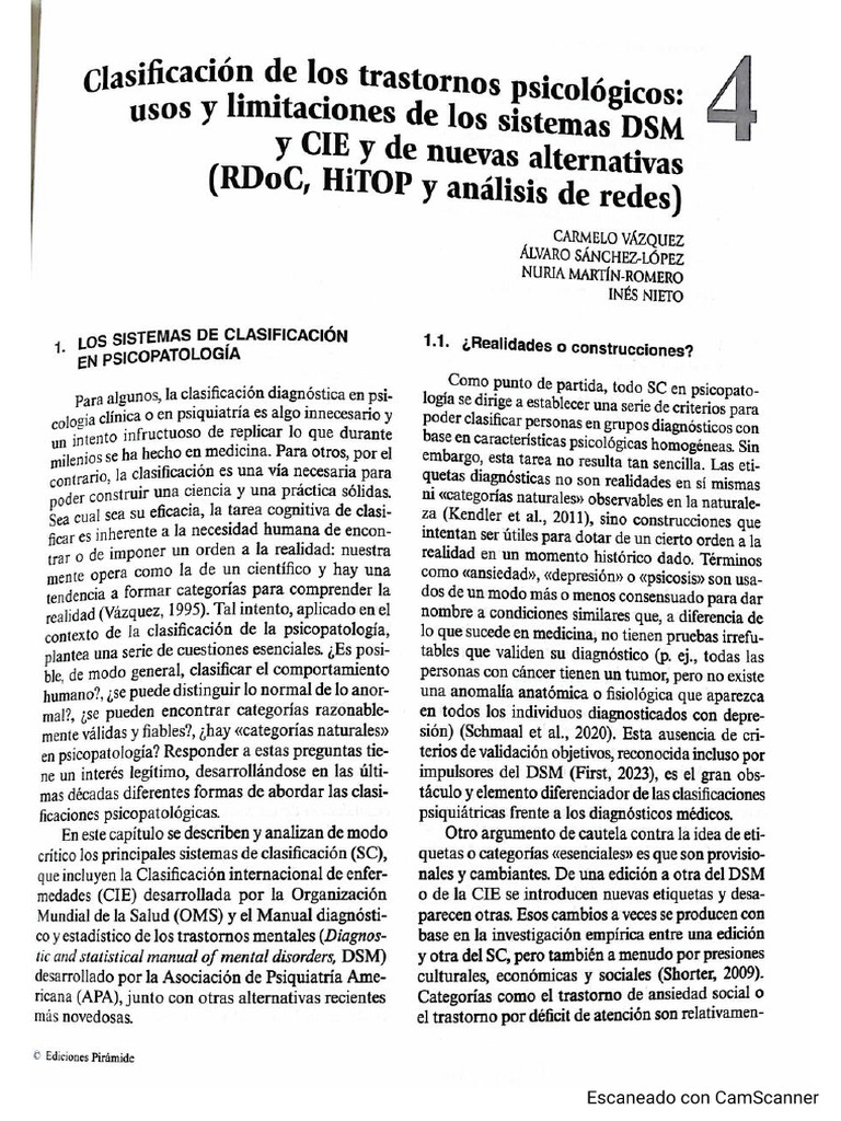 Usos y Limitaciones de Los Sistemas DSM y CIE y de Nuevas Alternativas ...