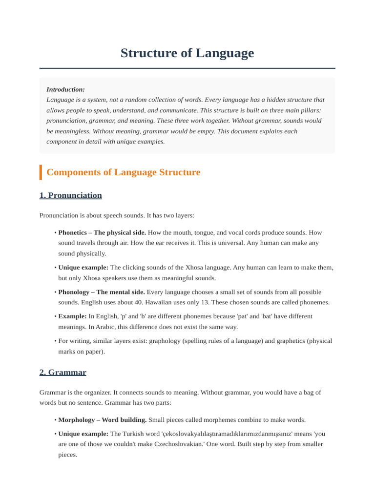 Structure of Language Material 2 | PDF | Grammar | Word