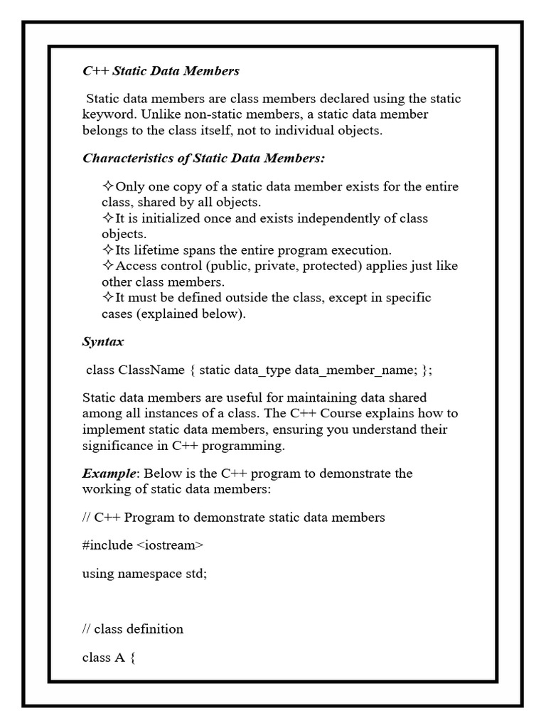 Static data member | PDF | C++ | Namespace