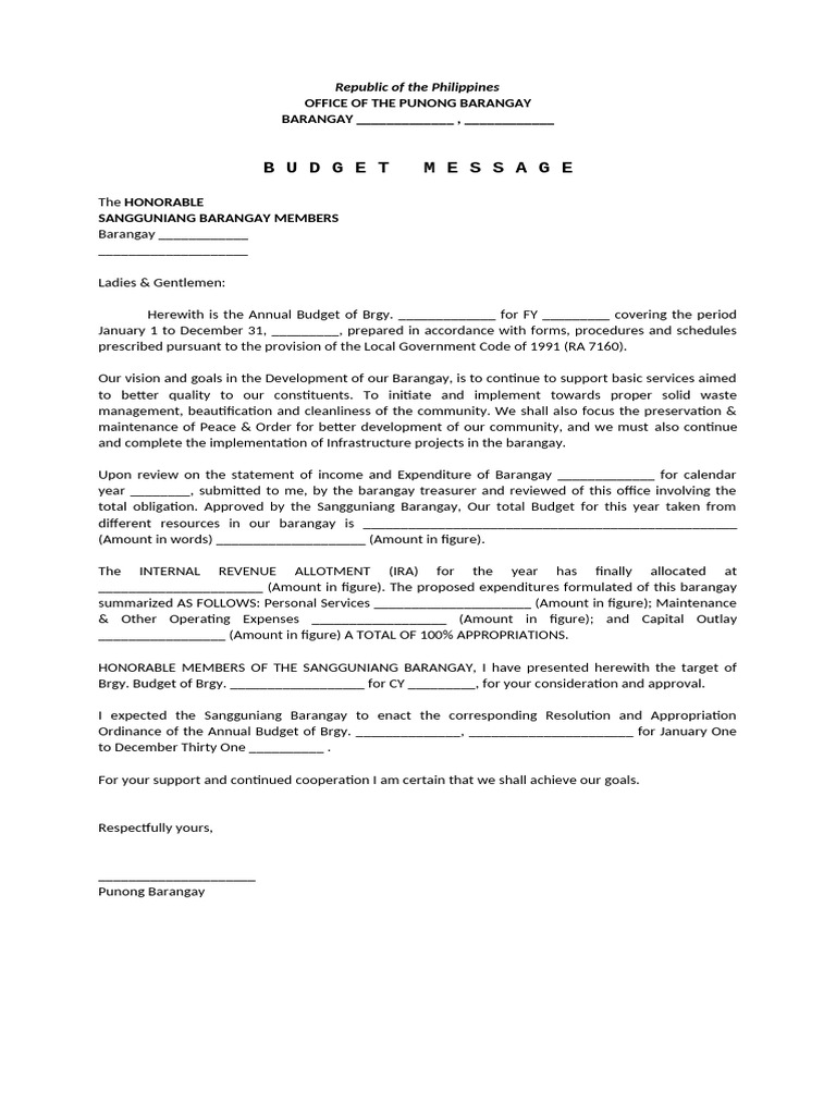 Budget Message | PDF | Budget | Expense