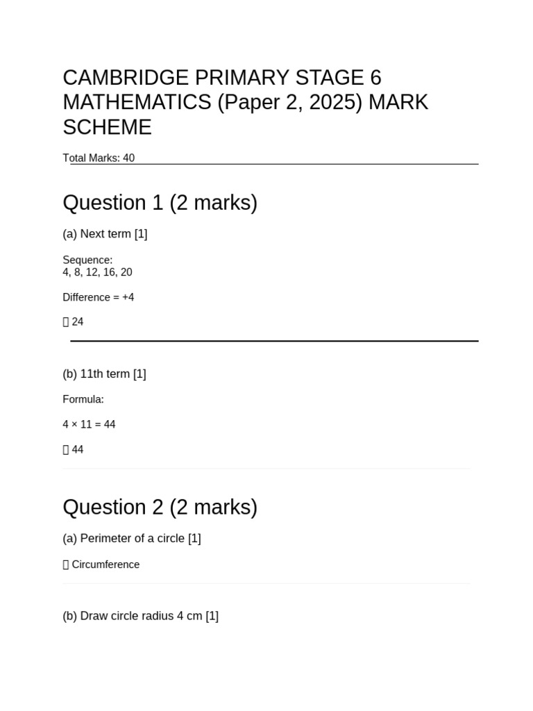 Cambridge Primary Stage 6 Mathematics | PDF | Circle | Elementary Geometry