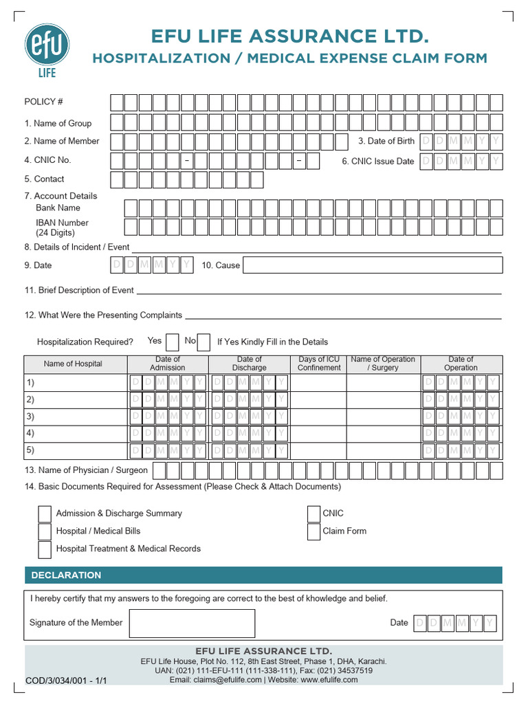Hospitalization - Medical Expense Claim Form | PDF | Chess Theory | Chess