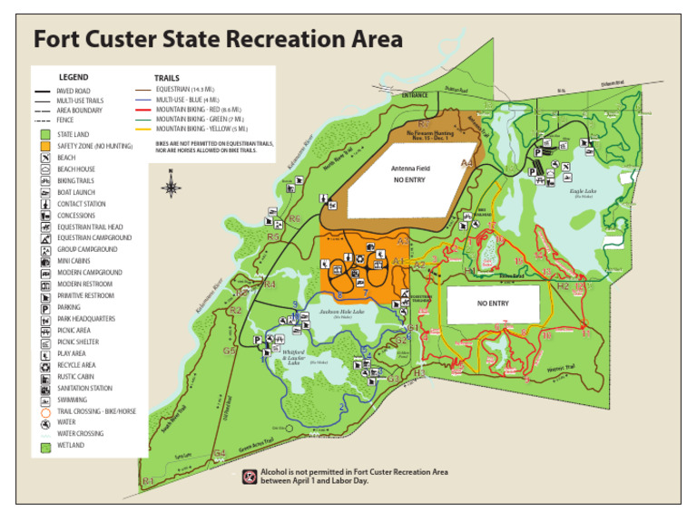 Fort Custer Map | PDF | Hiking | Landscape