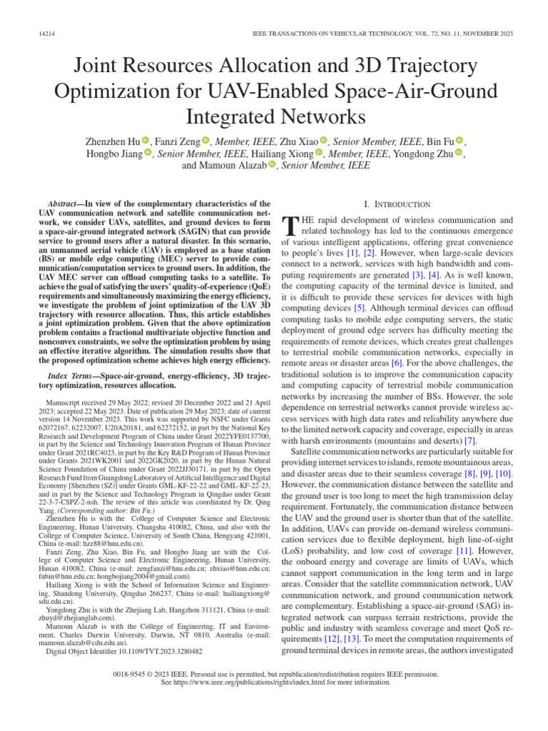 Joint Resources Allocation and 3D Trajectory Optimization for UAV | PDF ...
