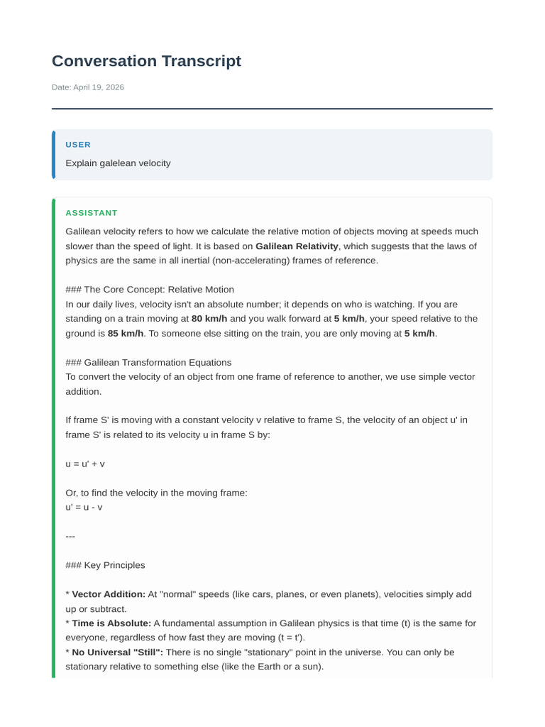 Kinematics Conversation Transcript | PDF | Velocity | Kinematics