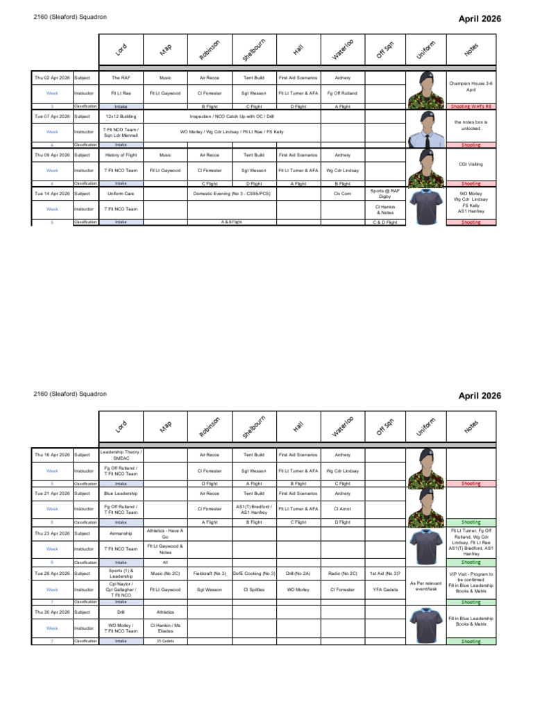 April Program 2026 AL0 | PDF | Positions Of Authority | Air Forces
