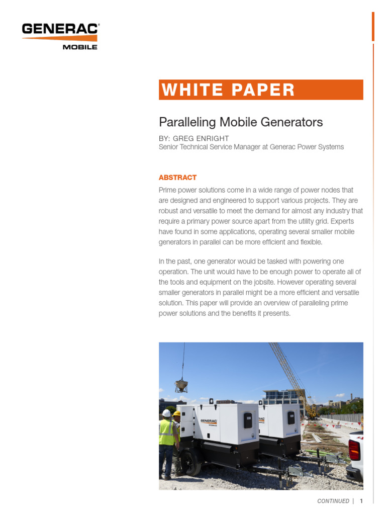 201902901 Mobile Parallelinggenerators | PDF | Electric Generator | Switch