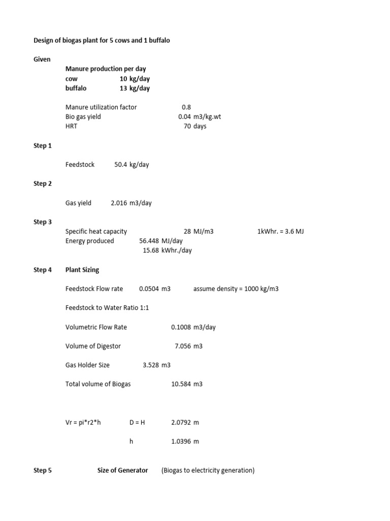 Biogas Plant Design | PDF
