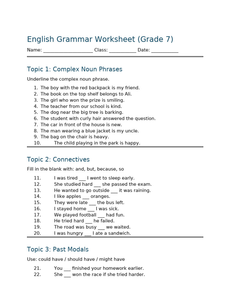 Grammar Worksheet 75 Questions | PDF | Linguistic Morphology | Language ...