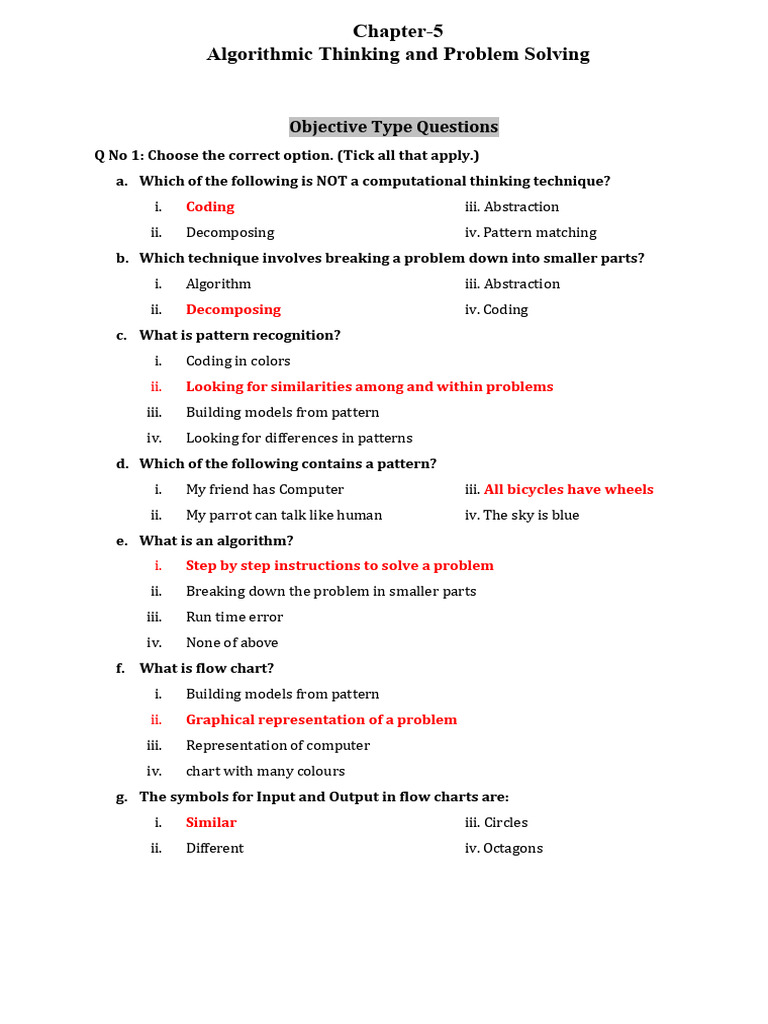 Chapter-5 Algorithmic Thinking and Problem Solving | PDF | Artificial ...