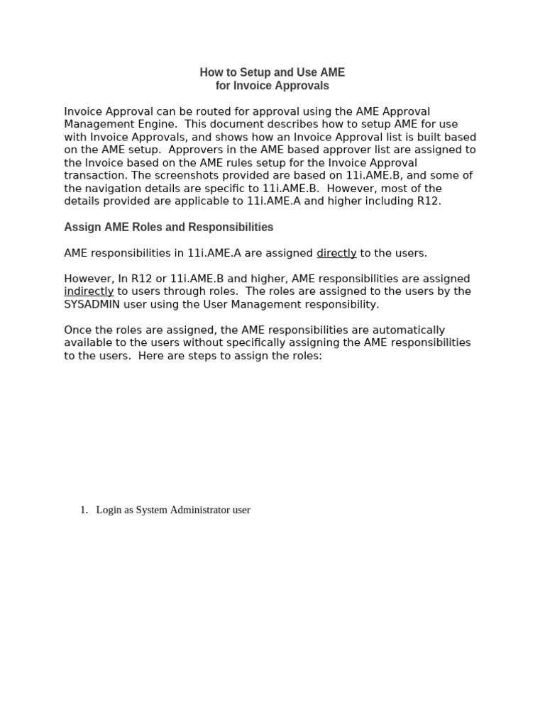 AME Responsibilities Set Up | PDF | Accounts Payable | Software
