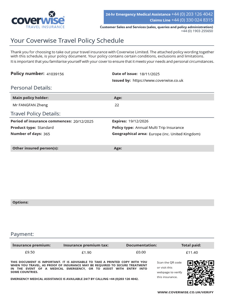 Policy Schedule | PDF | Insurance