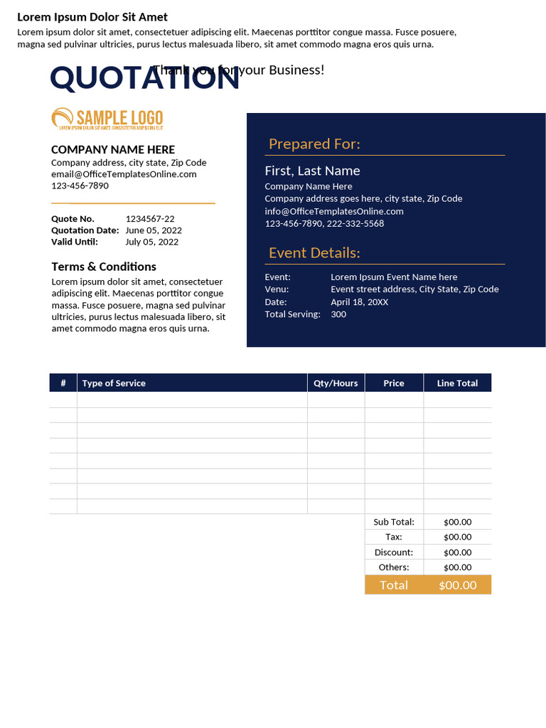 Event Quotation Template | PDF