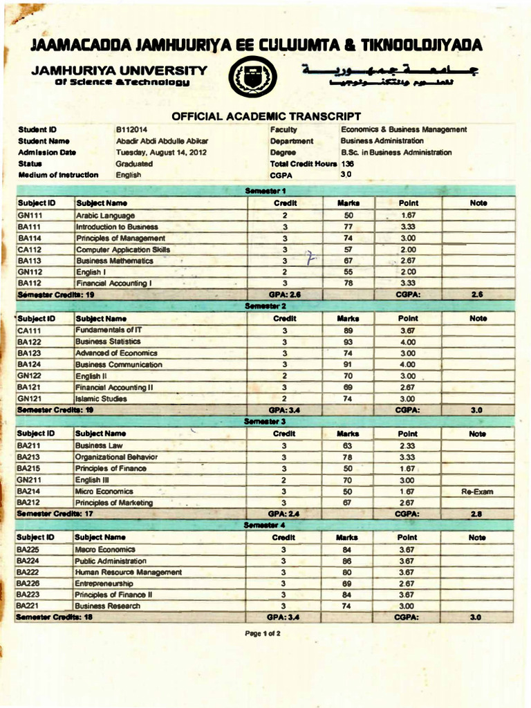 Academic Transcript of Records - Converted (1) | PDF
