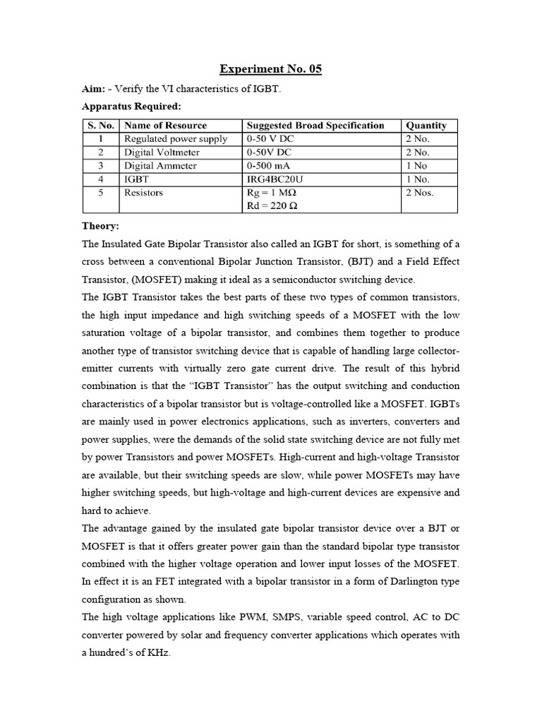 Experiment No 5 | PDF | Bipolar Junction Transistor | Transistor