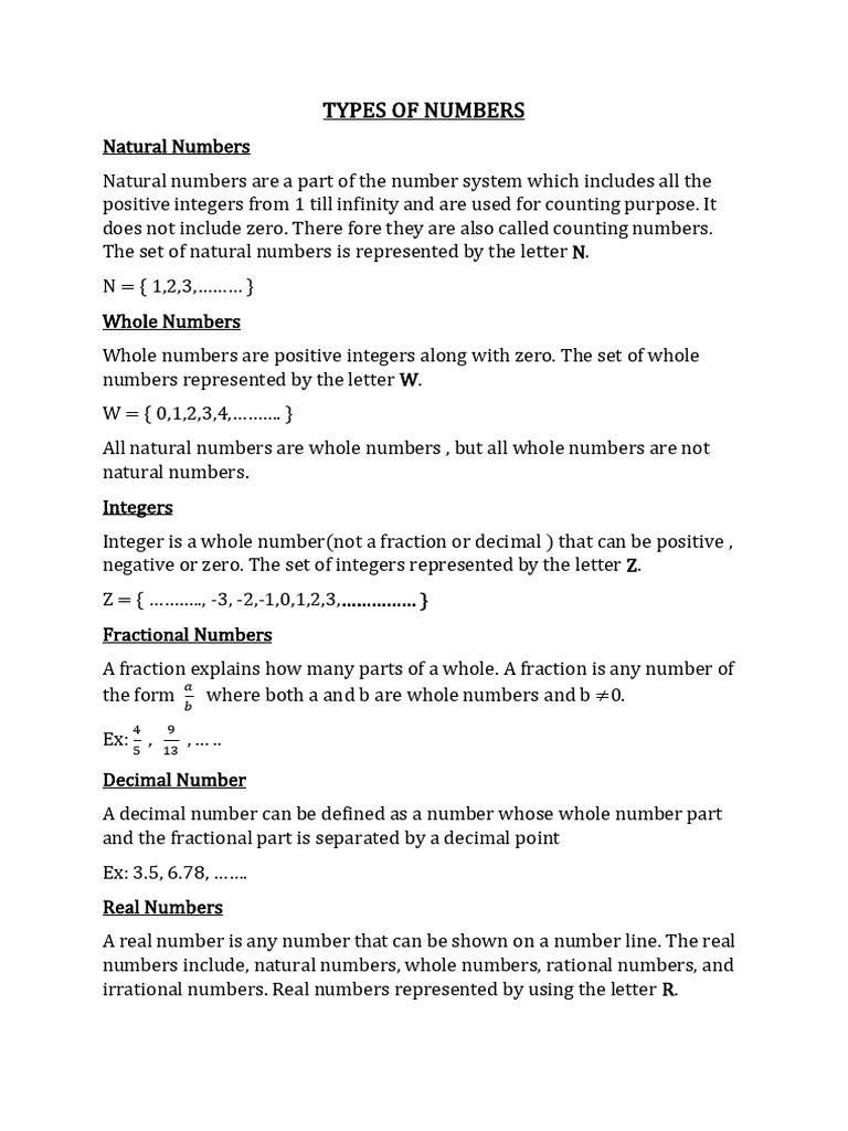 Maths Types of Numbers | PDF | Numbers | Integer