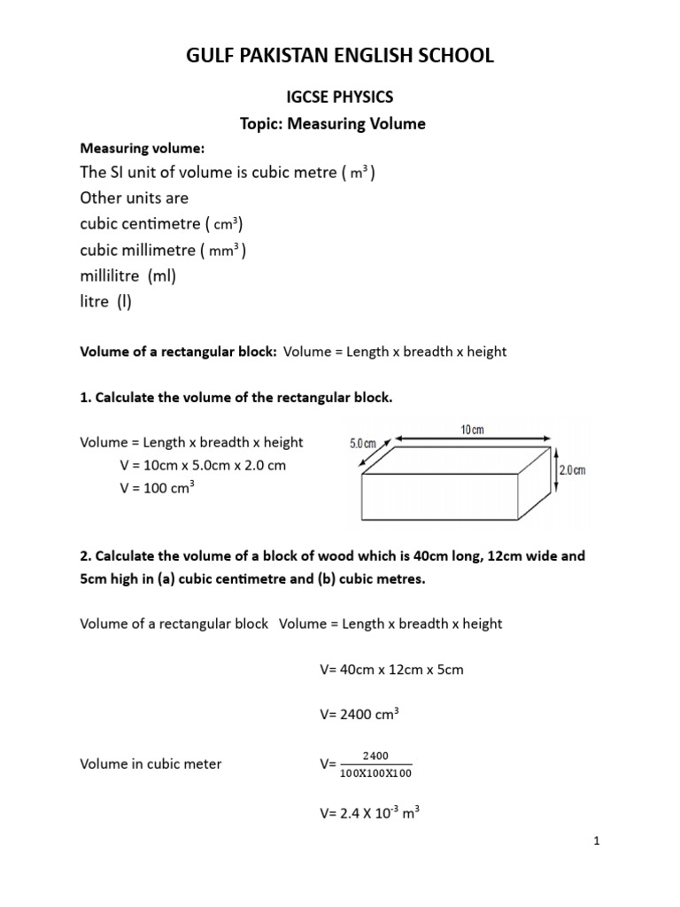 Measuring Volume | PDF