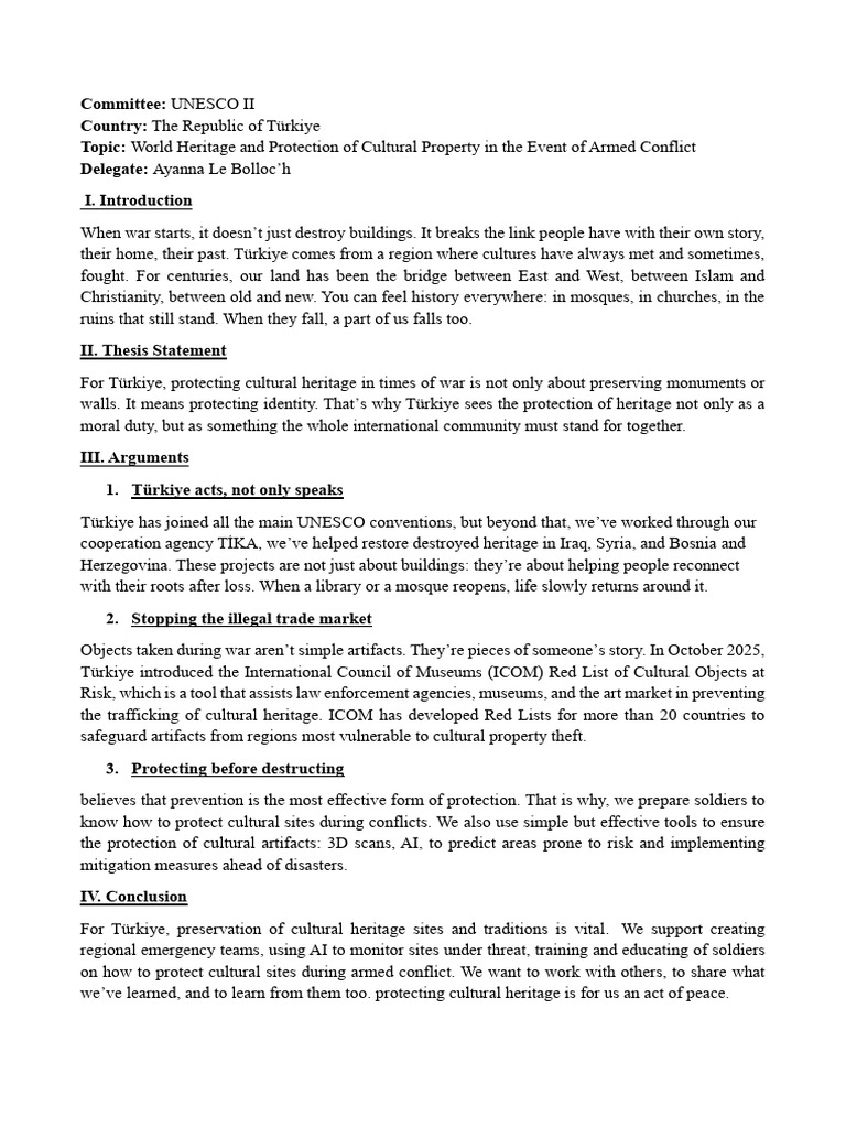 Position Paper-Türkiye UNESCO II | PDF