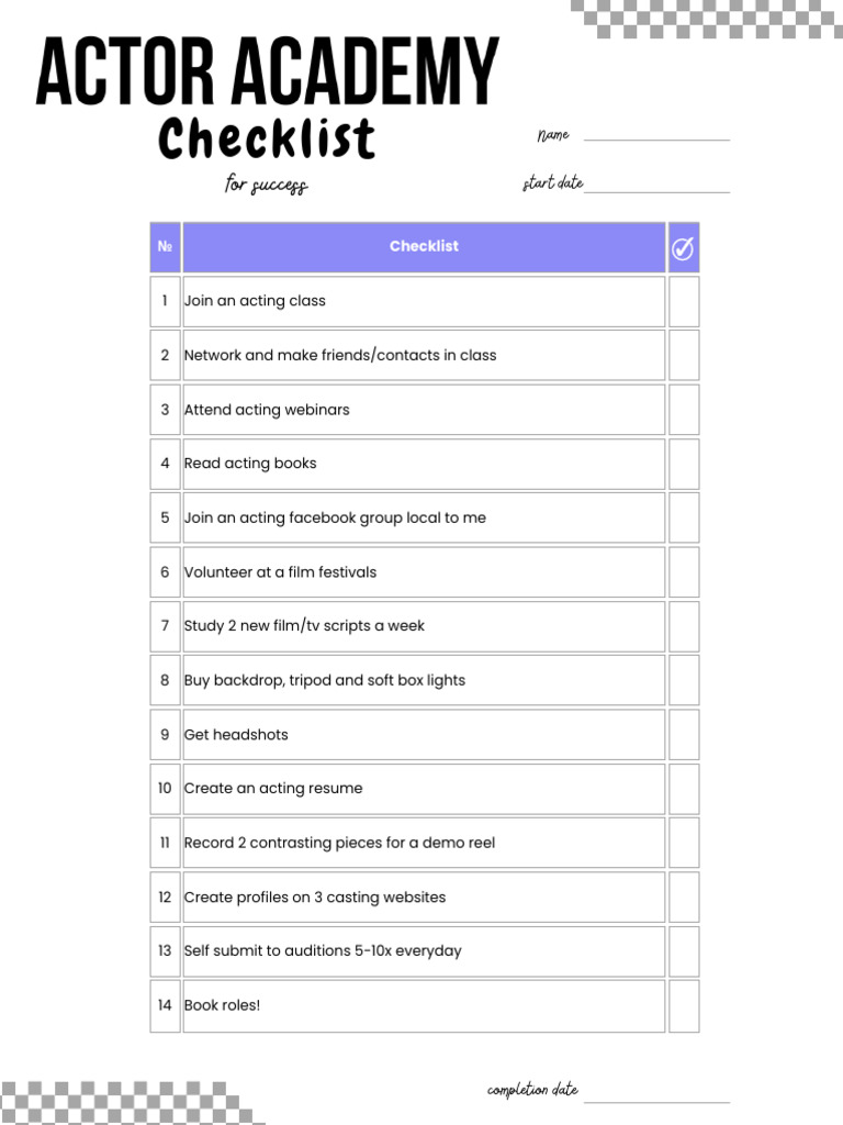 Actor Academy-s Checklist to Success | PDF