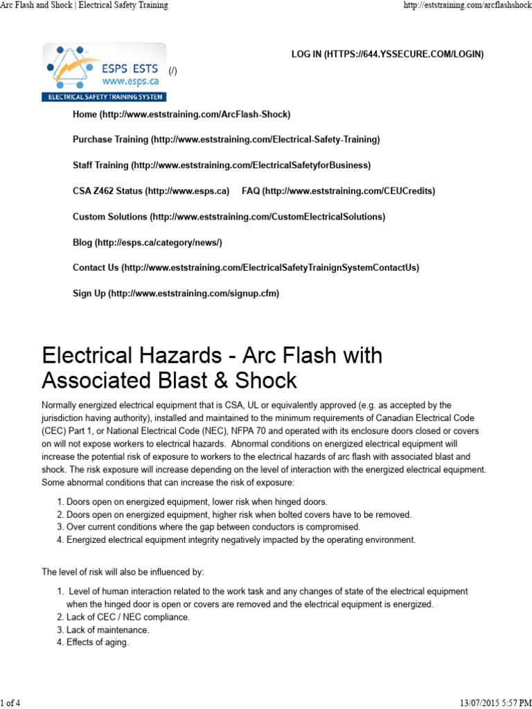 Arc Flash and Shock Electrical Safety Training | PDF