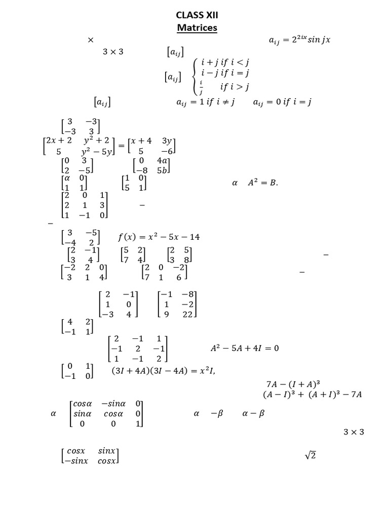 Matrices Assignment 2026 | PDF | Matrix (Mathematics) | Linear Algebra