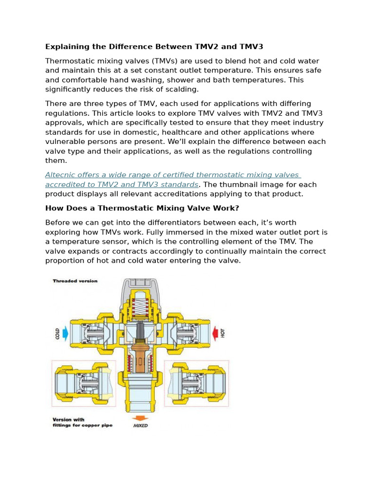 Explaining The Difference Between TMV2 and TMV3 | PDF | Valve | Water ...